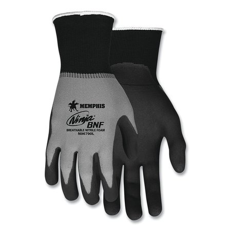MCR SAFETY Ninja Nitrile Coating Nylon/Spandex Gloves, Black/Gray, Small, PK12, 12PK N96790S